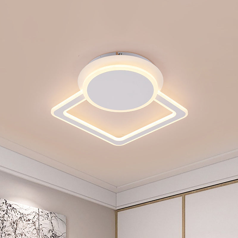 Modern White Led Ceiling Flush Light For Living Room - Round/Square Acrylic Simplicity Flushmount
