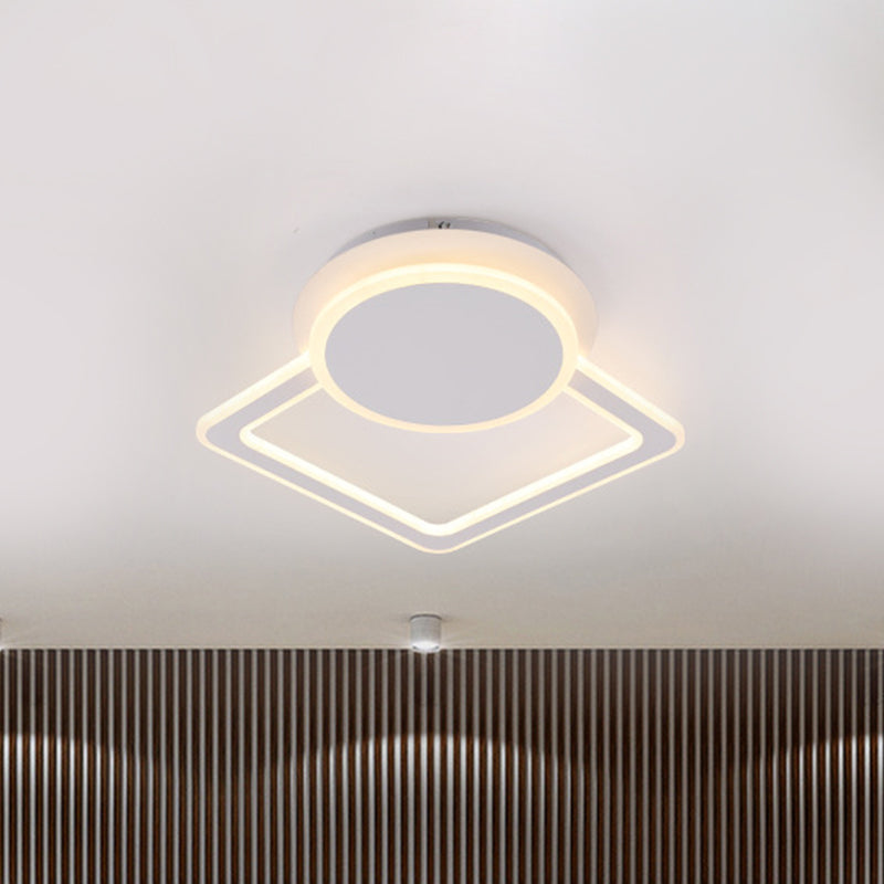 Modern White Led Ceiling Flush Light For Living Room - Round/Square Acrylic Simplicity Flushmount