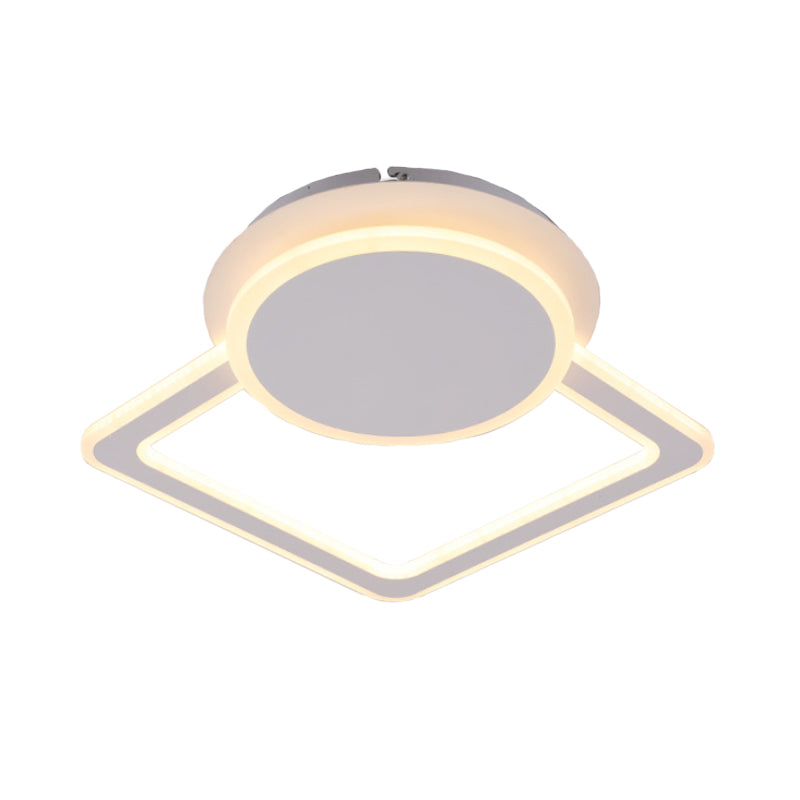 Modern White Led Ceiling Flush Light For Living Room - Round/Square Acrylic Simplicity Flushmount