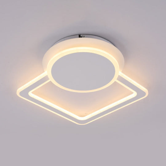 Modern White Led Ceiling Flush Light For Living Room - Round/Square Acrylic Simplicity Flushmount