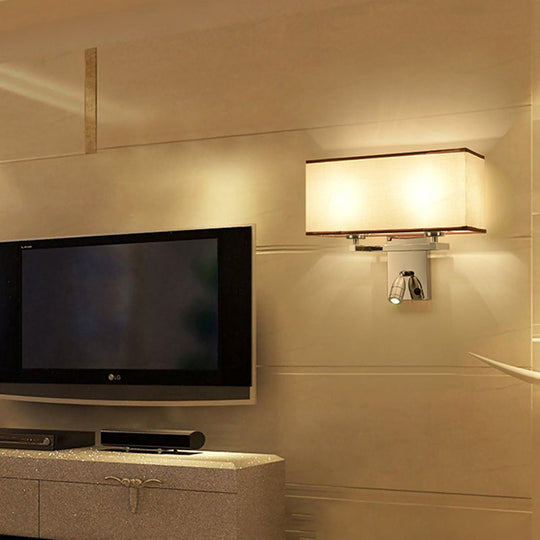 Modern Fabric Led Wall Sconce Lighting With Adjustable Spotlight Chrome Finish