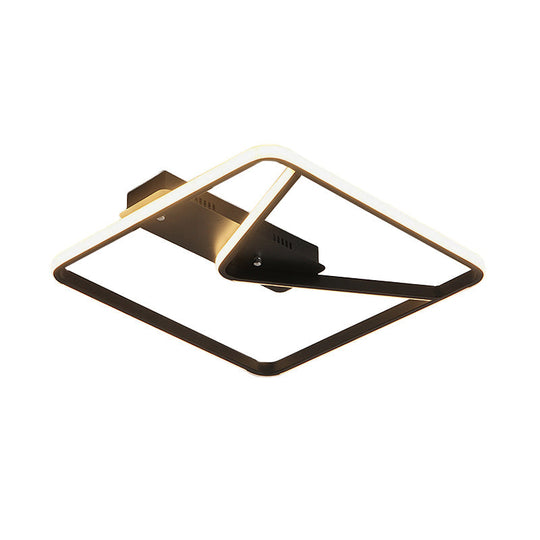 Led Bedroom Ceiling Light: 18’/23.5’ W Simplicity Black Flush Mount With Aluminum Frame In