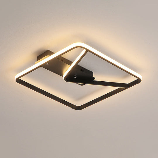 Led Bedroom Ceiling Light: 18’/23.5’ W Simplicity Black Flush Mount With Aluminum Frame In