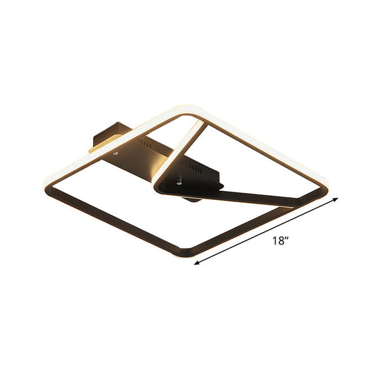Led Bedroom Ceiling Light: 18’/23.5’ W Simplicity Black Flush Mount With Aluminum Frame In