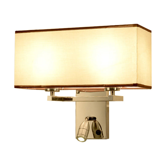 Modern Fabric Led Wall Sconce Lighting With Adjustable Spotlight Chrome Finish