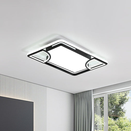 Modern Acrylic Led Flushmount Ceiling Light In Black With Cutout Design – Warm/White Lighting /