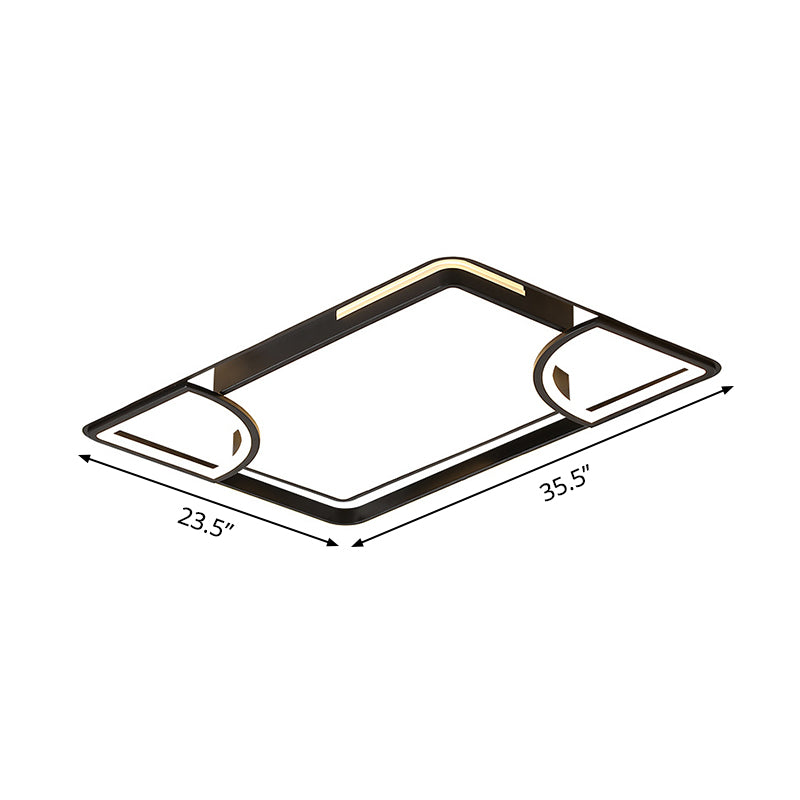 Modern Acrylic Led Flushmount Ceiling Light In Black With Cutout Design – Warm/White Lighting