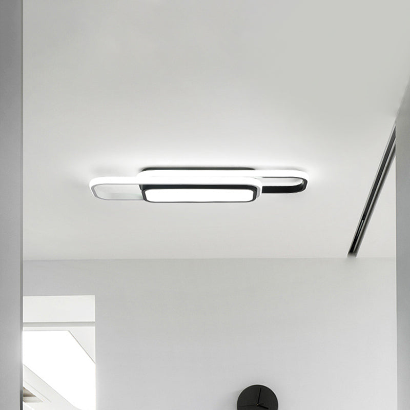 Modern Led Flush Ceiling Lamp In Black/Grey With Glow Frame - 16/23.5 - Inch Wide Warm/White Light