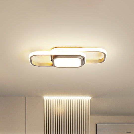 Modern Led Flush Ceiling Lamp In Black/Grey With Glow Frame - 16/23.5 - Inch Wide Warm/White Light