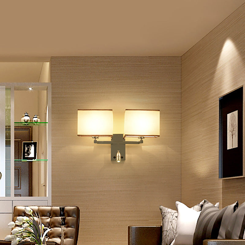 Modern Fabric Led Wall Sconce Lighting With Adjustable Spotlight Chrome Finish