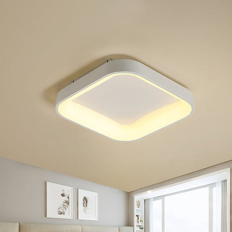 Nordic Acrylic Led Flush Mount Ceiling Fixture For Bedroom - Grey/White Squared Ring 16/19.5 W White
