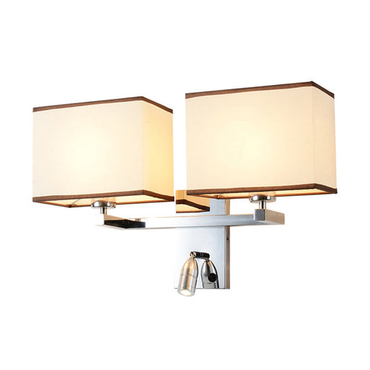 Modern Fabric Led Wall Sconce Lighting With Adjustable Spotlight Chrome Finish