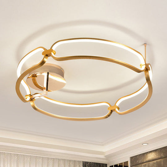 Modernist Aluminum Flush Mount Led Light In Gold - 18’/23.5’ Wide For Dining Room Ceiling