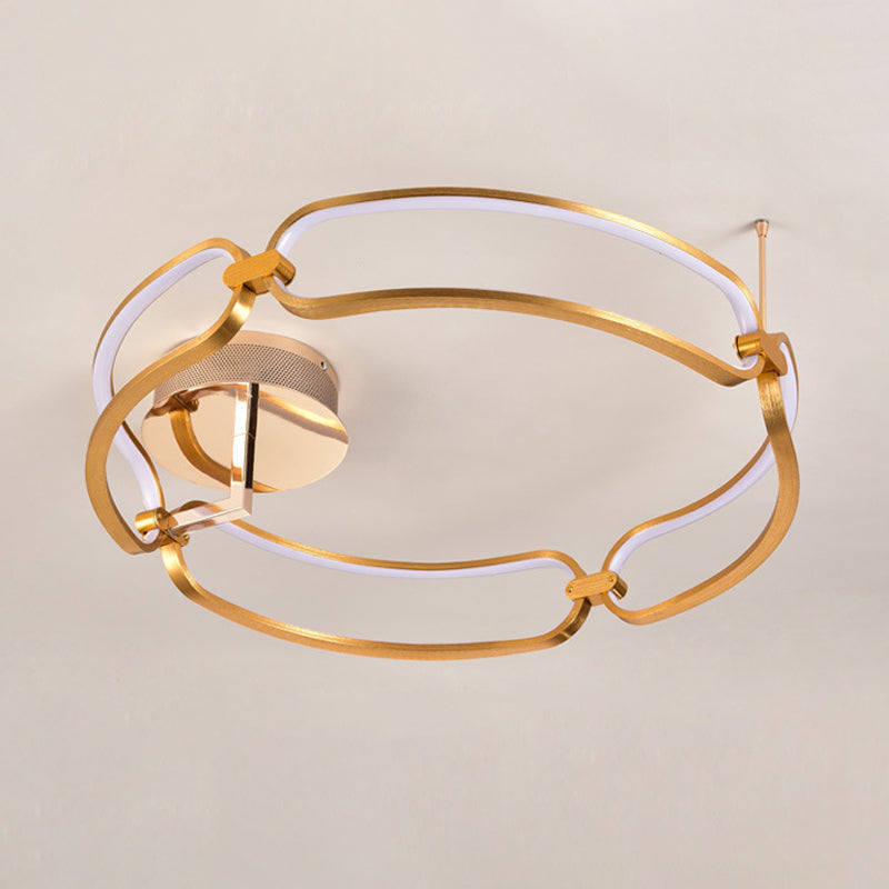 Modernist Aluminum Flush Mount Led Light In Gold - 18/23.5 Wide For Dining Room Ceiling