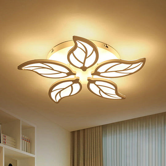 Contemporary 1/2-Tier Acrylic Flush Ceiling Lamp With Leaf Design And Warm/White Led Light (22/27