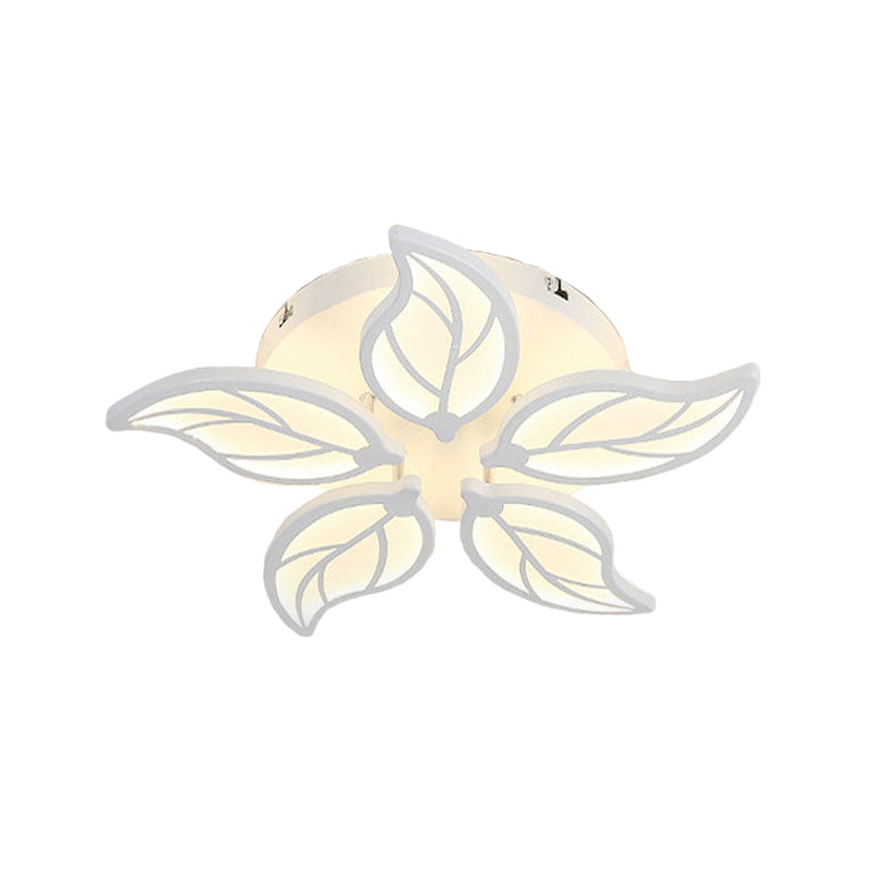 Contemporary 1/2-Tier Acrylic Flush Ceiling Lamp With Leaf Design And Warm/White Led Light