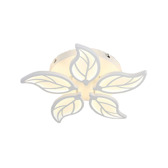 Contemporary 1/2-Tier Acrylic Flush Ceiling Lamp With Leaf Design And Warm/White Led Light
