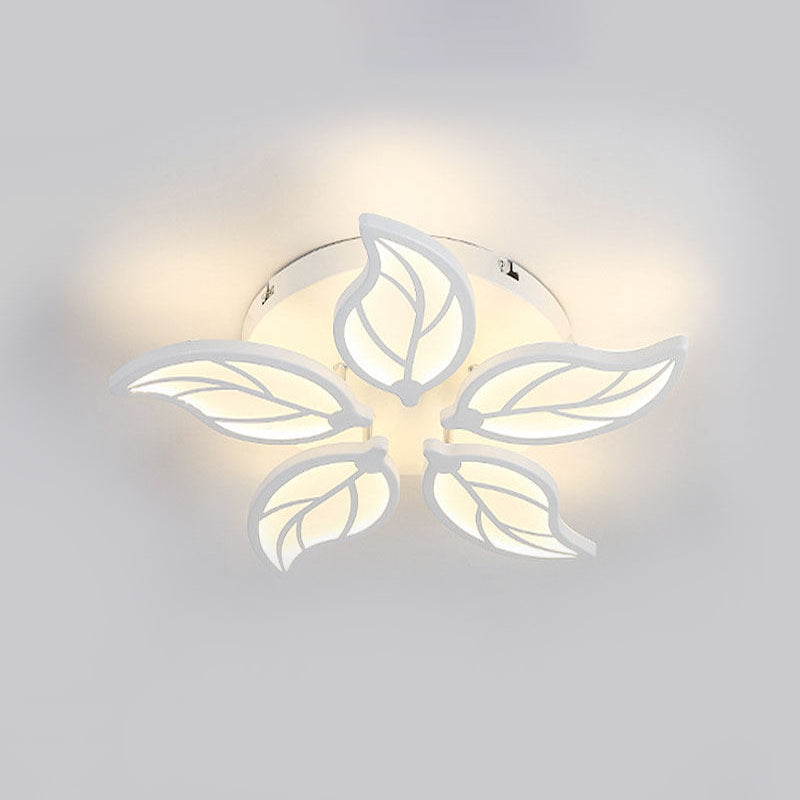 Contemporary 1/2-Tier Acrylic Flush Ceiling Lamp With Leaf Design And Warm/White Led Light