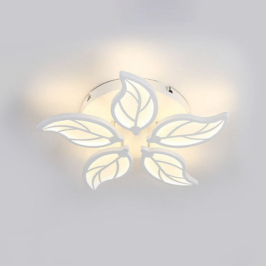 Contemporary 1/2-Tier Acrylic Flush Ceiling Lamp With Leaf Design And Warm/White Led Light