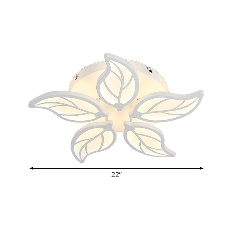 Contemporary 1/2-Tier Acrylic Flush Ceiling Lamp With Leaf Design And Warm/White Led Light
