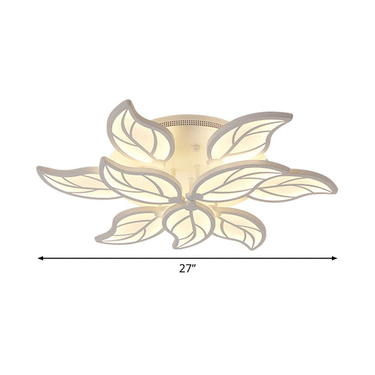 Contemporary 1/2-Tier Acrylic Flush Ceiling Lamp With Leaf Design And Warm/White Led Light
