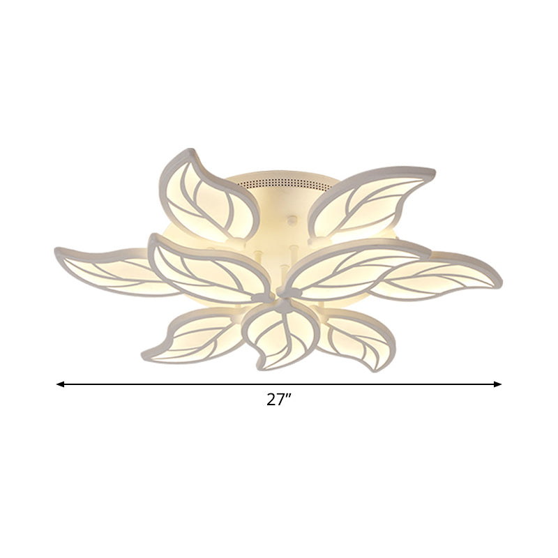 Contemporary 1/2-Tier Acrylic Flush Ceiling Lamp With Leaf Design And Warm/White Led Light (22/27