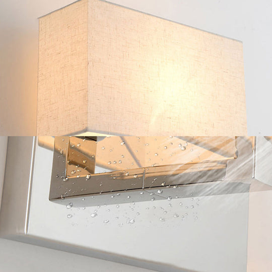 Simple Beige Fabric Led Wall Light Sconce For Bedroom