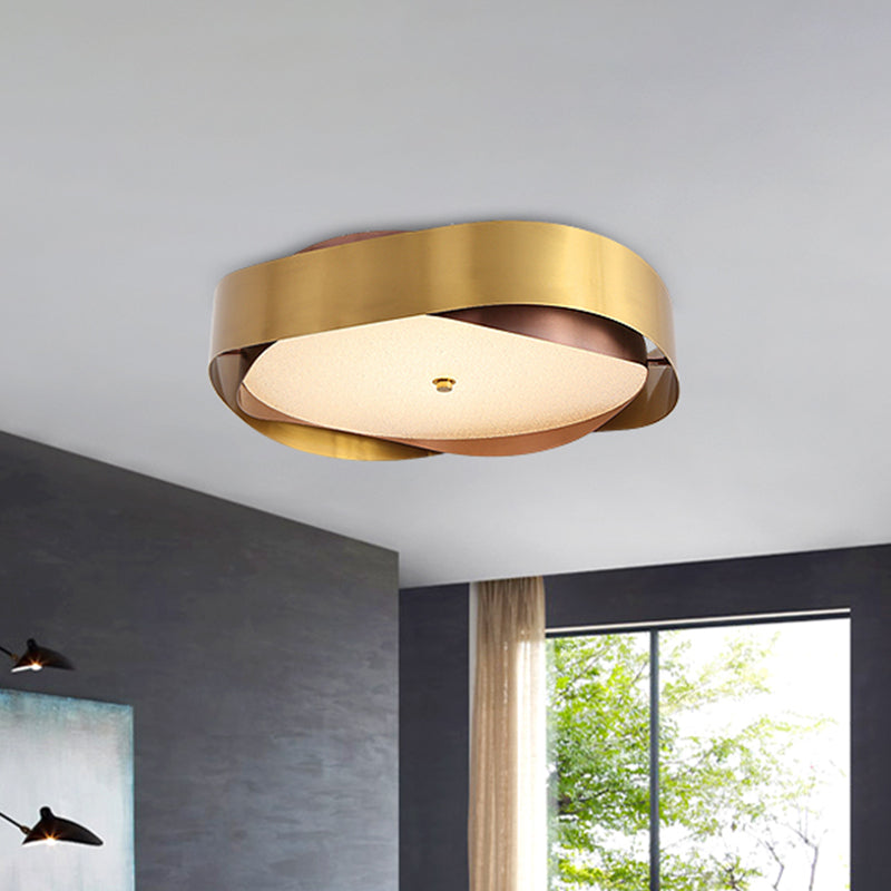 Modern Acrylic Gold Led Ceiling Flush Mount Light With Stainless Steel Frame