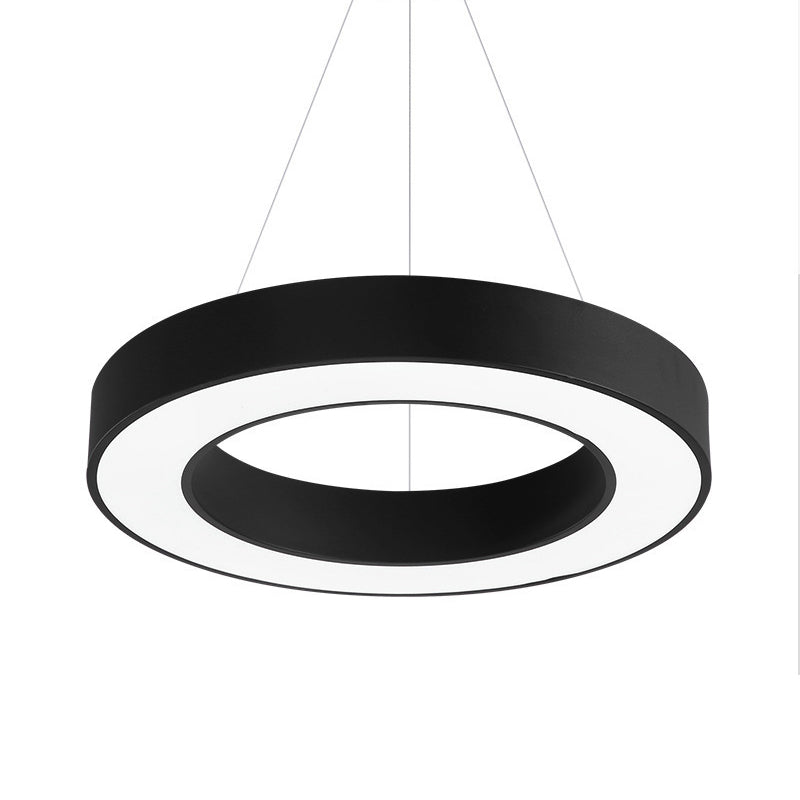 Minimalist Black Led Pendant Light For Office With Thick Circle Iron Design
