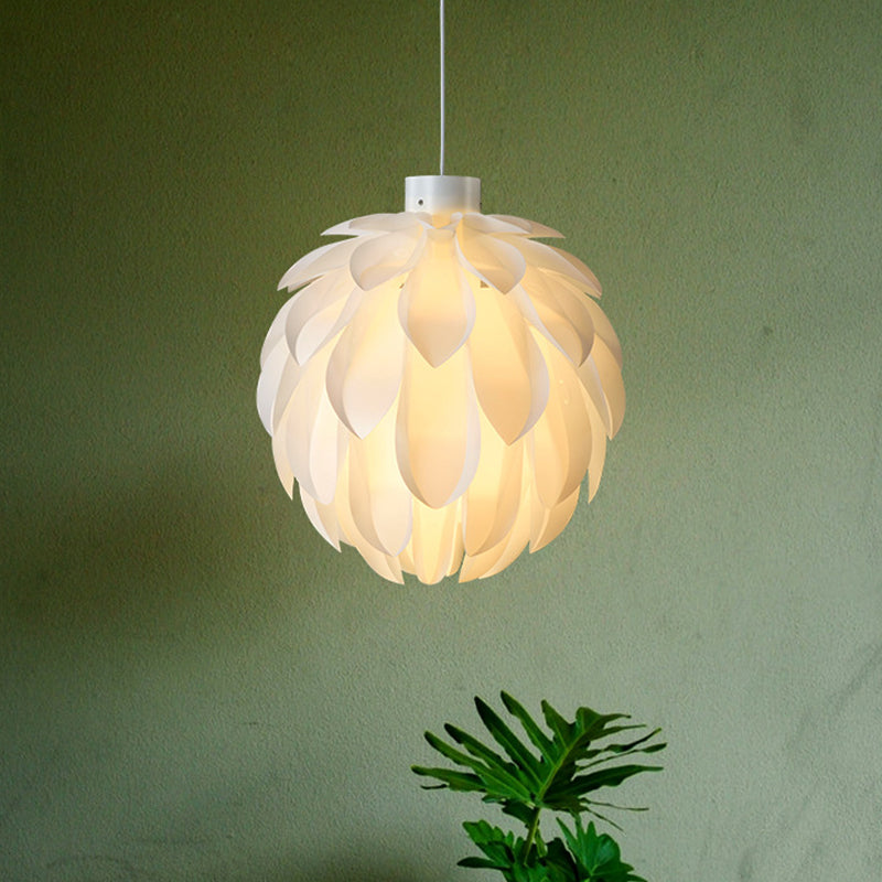 Minimalist White Artichoke Pendant Ceiling Lamp With 1 Acrylic Head Stylish Lighting