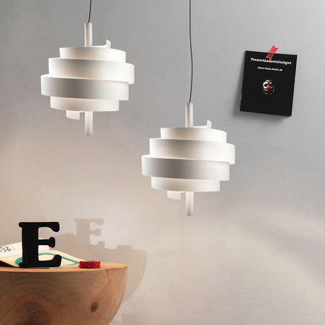 Modern Pink/Green/White Twirling Pendant Lamp - Stylish Metallic Hanging Light Fixture White