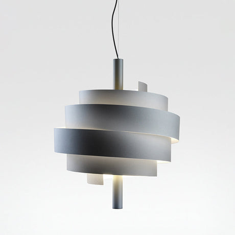 Modern Pink/Green/White Twirling Pendant Lamp - Stylish Metallic Hanging Light Fixture