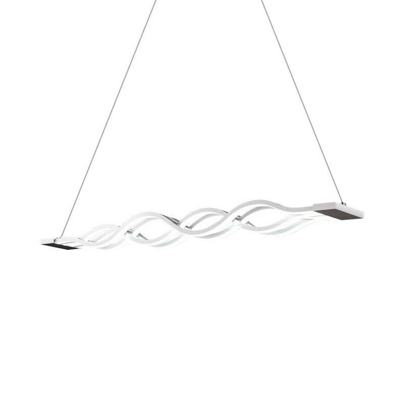 Suspension lustre linéaire Iron Surge avec design LED blanc minimal dans une lumière chaude/blanche pour table