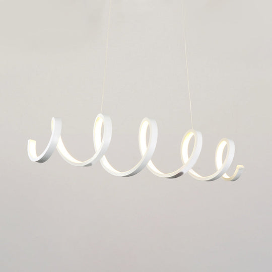 Modern Acrylic Led Chandelier Pendant Light In Coiled White - Warm/White/Natural Lighting For