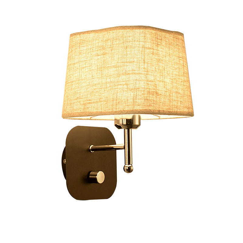 Modern Black And Beige Tapered Wall Sconce With 1 Light Backplate