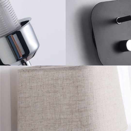 Modern Black And Beige Tapered Wall Sconce With 1 Light Backplate