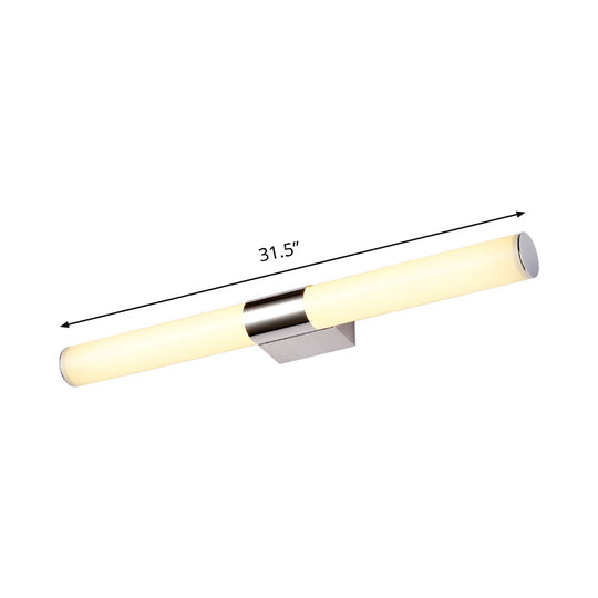 Modern Chrome Led Wall Vanity Light With Acrylic Tube And Warm/White 18/23.5/31.5 Length