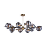 Vintage Amber/Grey Glass Flush Mount Chandelier With 10 Lights - Elegant Ceiling Light For Living