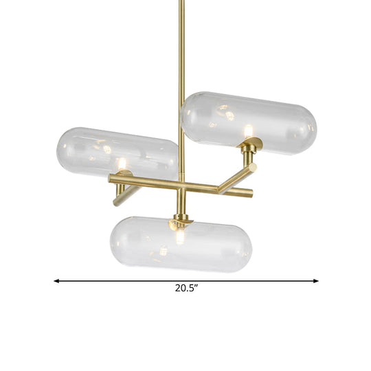 Lustre suspendu moderne en laiton avec abat-jour en verre transparent - Idéal pour les salles à manger