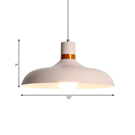 Minimalist 1-Light Pink Aluminum Pendant Barn Light Kit For Dining Table