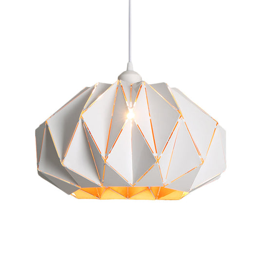 Nordic White/Black Living Room Pendant Lamp With Laser-Cut Iron Shade