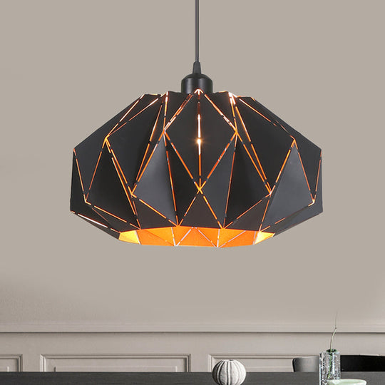 Nordic White/Black Living Room Pendant Lamp With Laser-Cut Iron Shade Black