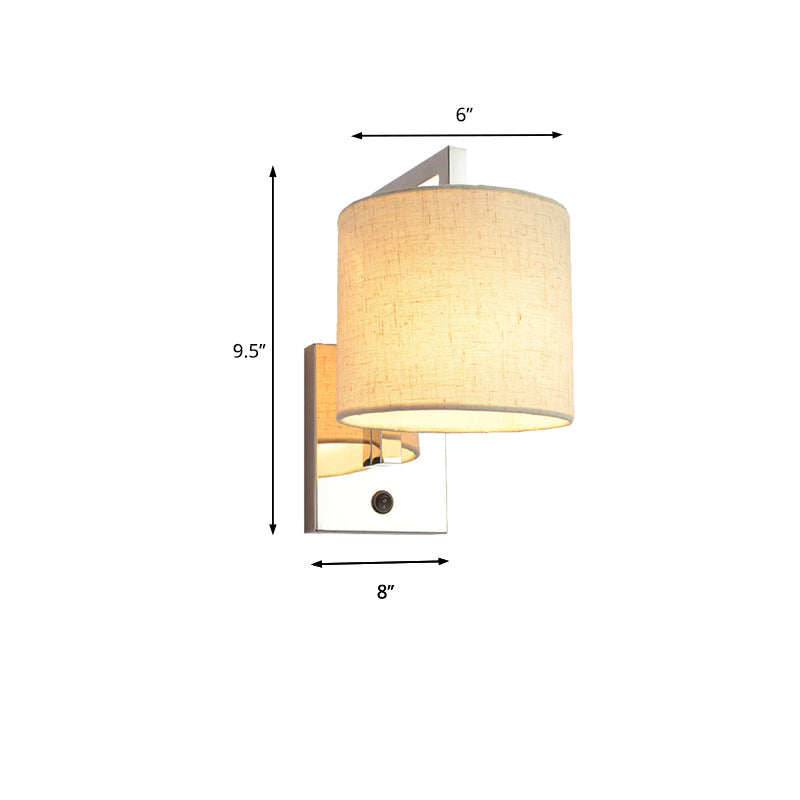 Modern Fabric Led Wall Sconce Light In Chrome For Living Room