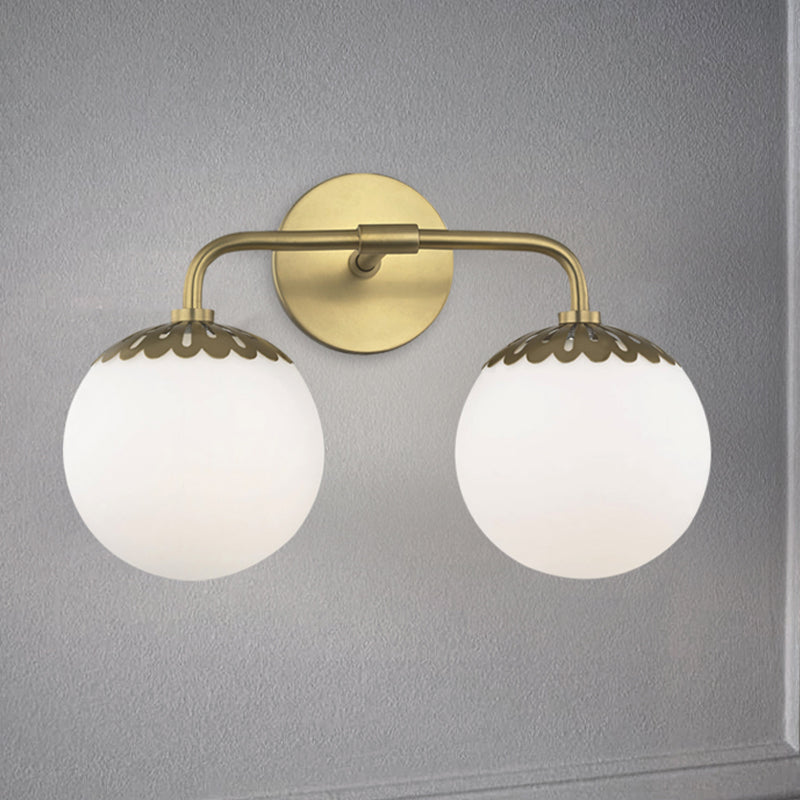Ivory Glass Gold Vanity Sconce - Elegant Wall Mounted Light Fixture For Bedroom