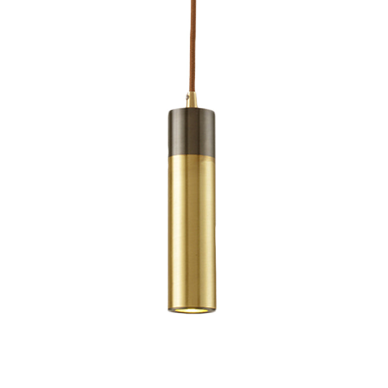 Postmodern Brass-Black 1-Light Pendant For Column Beer Bar - Metal Ceiling Hanging Light Kit