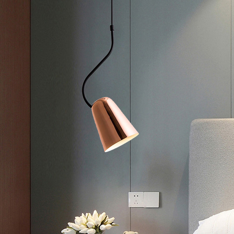 Copper Tapered Ceiling Light - Minimalist Iron Pendant With Curving Top