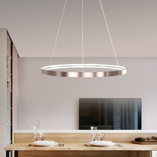 Circle Aluminum Chandelier Light - Polished Brown Led Pendant Lighting In Warm/White/Natural