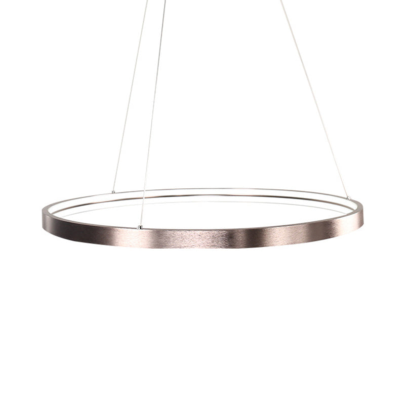 Circle Aluminum Chandelier Light - Polished Brown Led Pendant Lighting In Warm/White/Natural