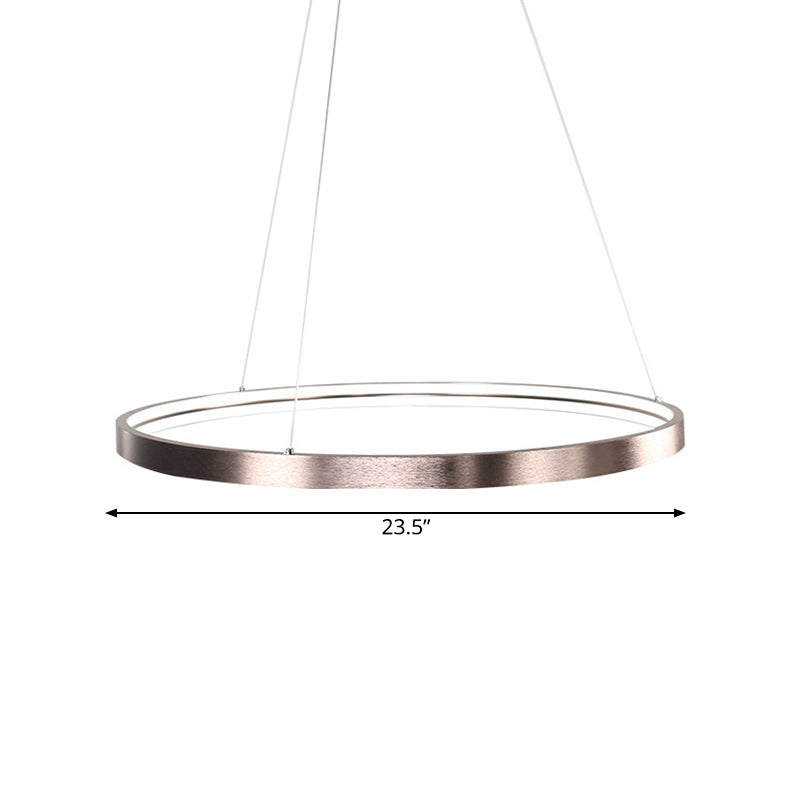 Circle Aluminum Chandelier Light - Polished Brown Led Pendant Lighting In Warm/White/Natural