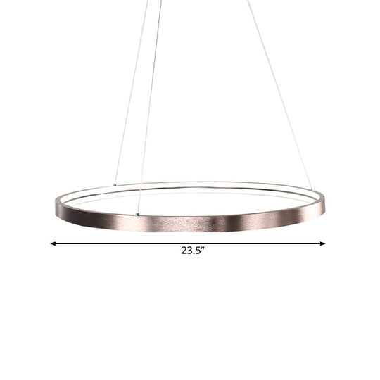 Circle Aluminum Chandelier Light - Polished Brown Led Pendant Lighting In Warm/White/Natural